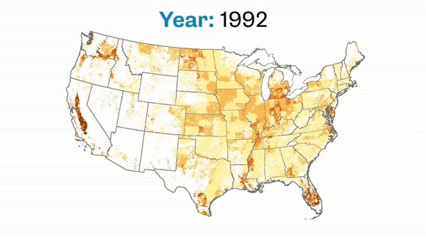 Estimated agricultural use of glyphosate over time